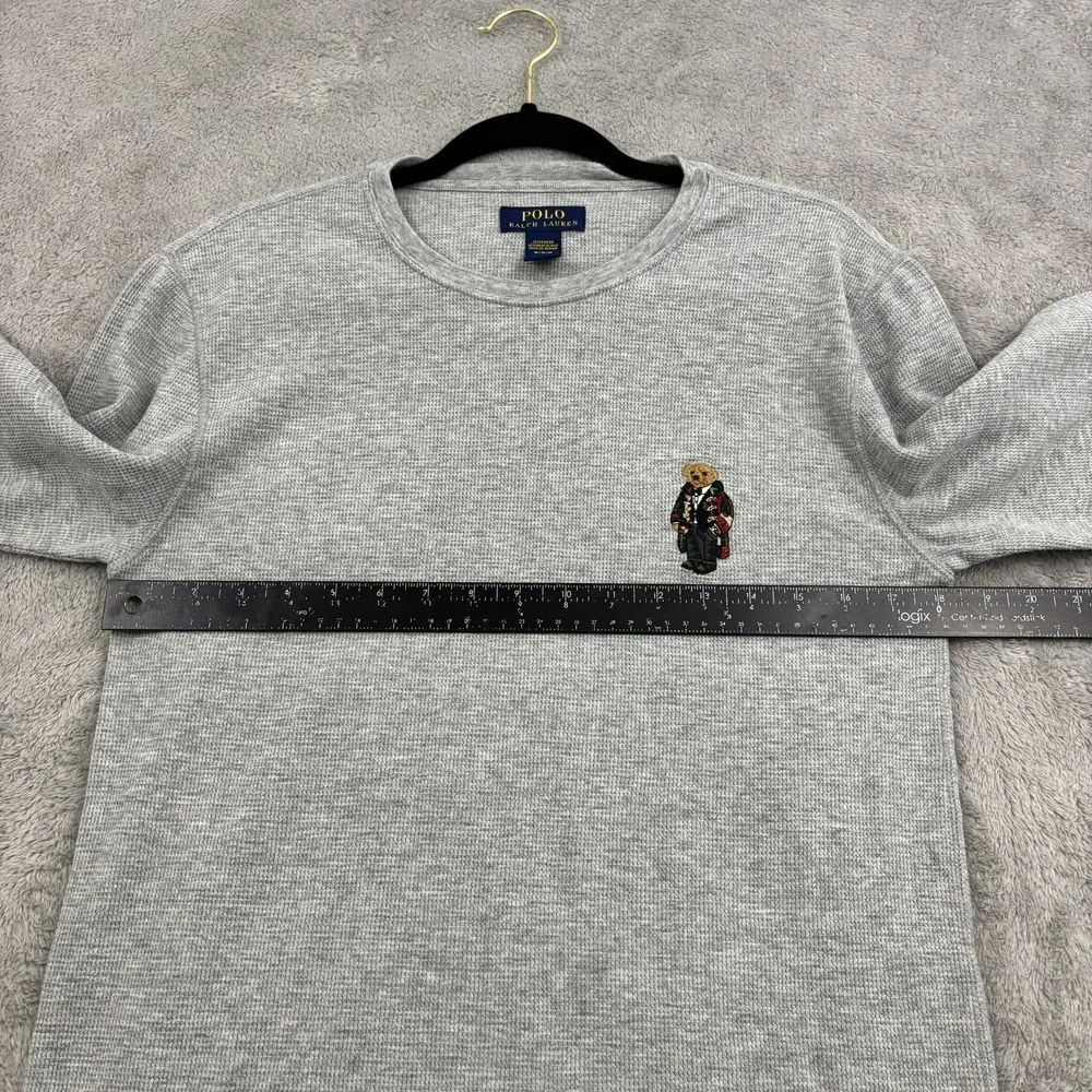 Polo Ralph Lauren PolBear Waffle Knit Thermal Shirt Mens M Gray Sleepwear Preppy